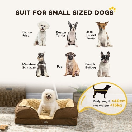 UK Local PawHut Calming Dog Bed Pet Mattress W  Removable Cover, Anti-Slip Bottom, For Small Dogs, 70L X 50W X 18Hcm - Brown