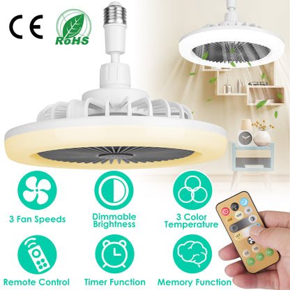 US Local White-Grey Options -- 1Pc Ceiling Fan With Lights Remote Control 9.44in E27 Socket Fanlight With Dimmable Dimming Light Color Brightness 3 Fan Speed Timer Function