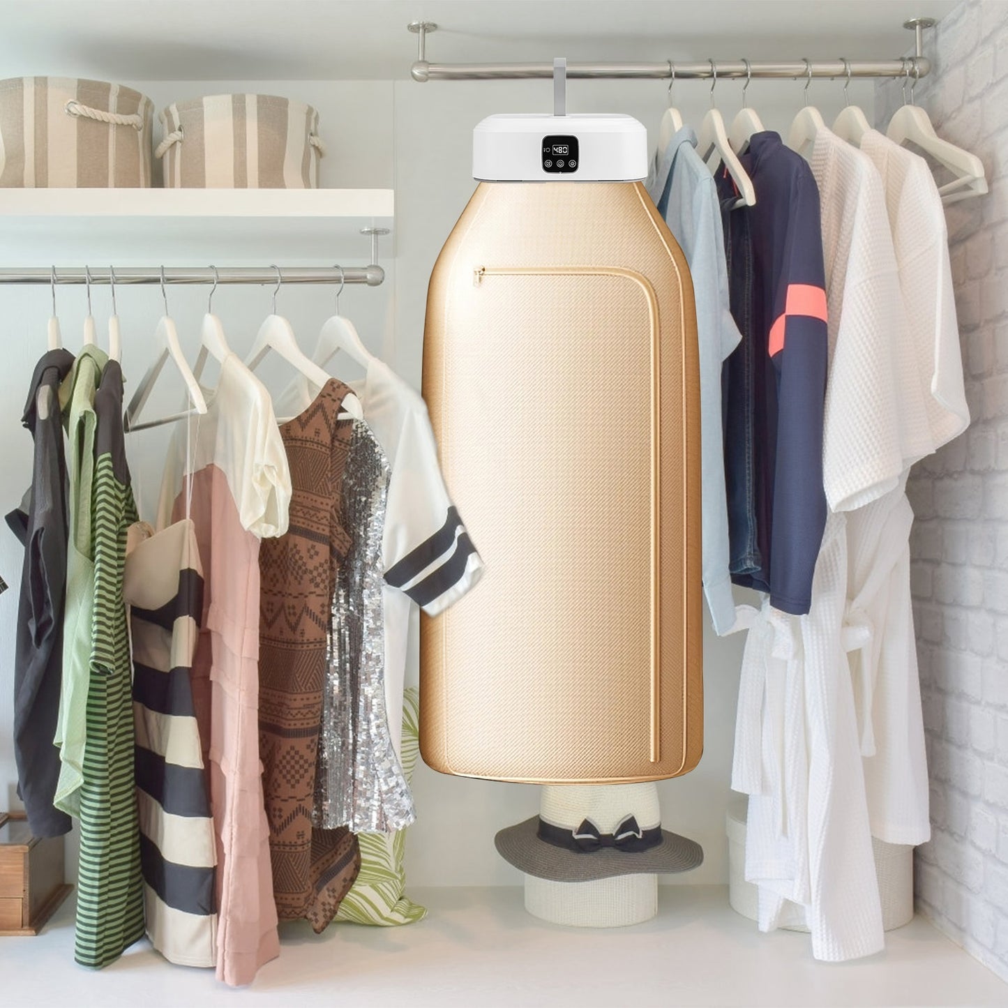 US Local 1Pc Portable Clothes Dryer Mini Dryer Foldable Dryer Machine With Timer UV Sterilization 2 Drying Modes Remote Control For Apartment Dorm RV Travel Home