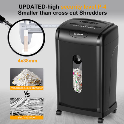 US Local Woolsche Paper Shredder, 18-Sheet Cross Cut, 8 Gallon Pull Out Bin, P-4 Security Level, Shred Paper And Credit Card And Durable&Fast For Home Office