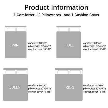 US Local 4 Piece Blue Fire Skull Comforter Set, 3D Skeleton Printed Bedding With 1 Comforter, 2 Shams, 1 Cushion Cover, Black Queen Size