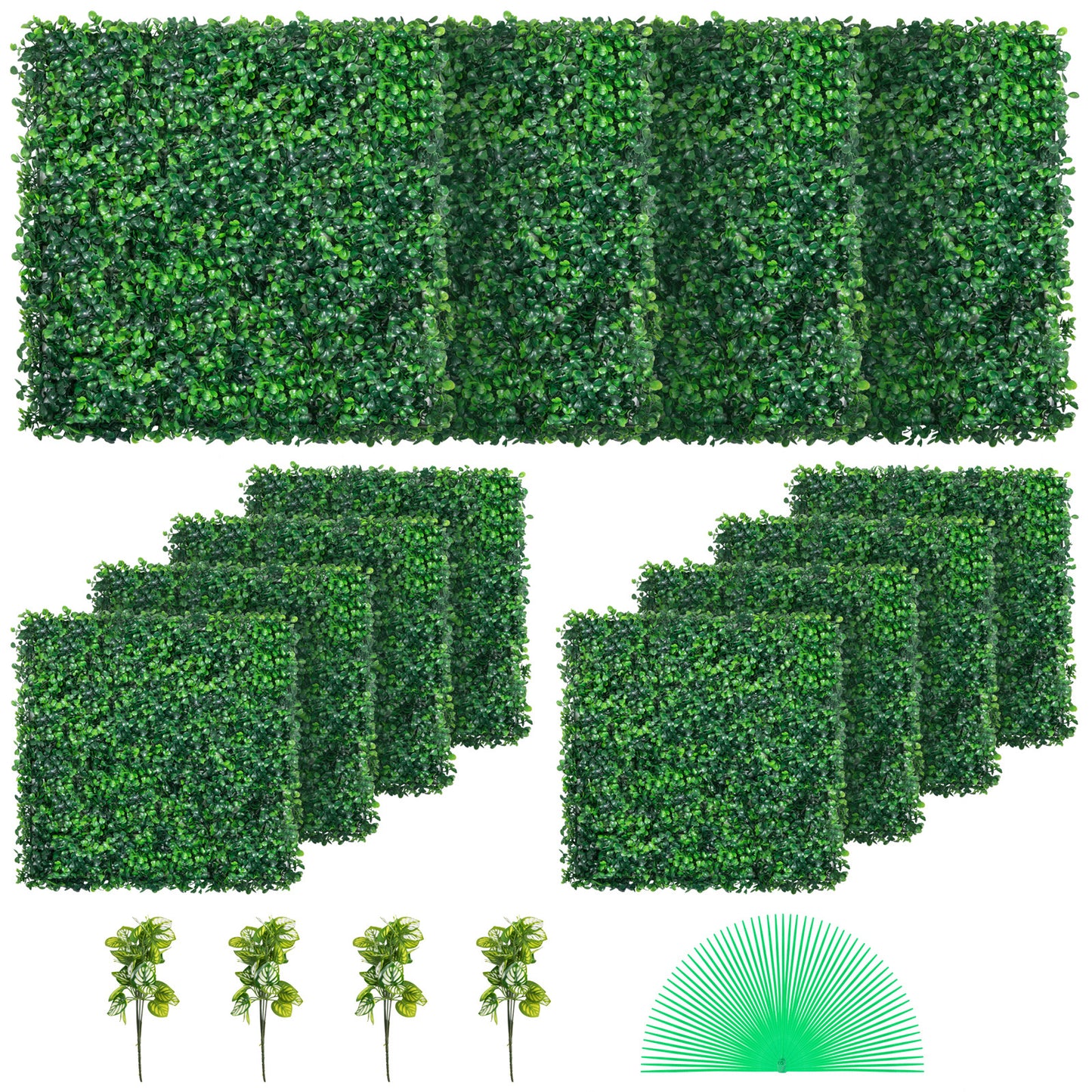 US Local VEVOR 12PCS 20x20inch Artificial Boxwood Panels,Boxwood Hedge Wall Panels,Artificial Grass Backdrop Wall ,Privacy Hedge Screen UV Protected For Outdoor Indoor Garden