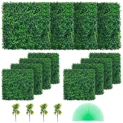 US Local VEVOR 12PCS 20x20inch Artificial Boxwood Panels,Boxwood Hedge Wall Panels,Artificial Grass Backdrop Wall ,Privacy Hedge Screen UV Protected For Outdoor Indoor Garden