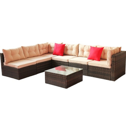 US Local Patio Furniture Set PE Rattan Sectional Garden Furniture Corner Sofa Set