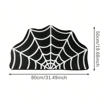 US Local Halloween Carpet 23.6x15.7 Inches And 31.5x19Inches Gothic Carpet Spider Web Indoor Rug Halloween Bathroom Mat Non-Slip Carpet Spider Web Bath Mat Suitable For Front Door, Bedroom, Living Room