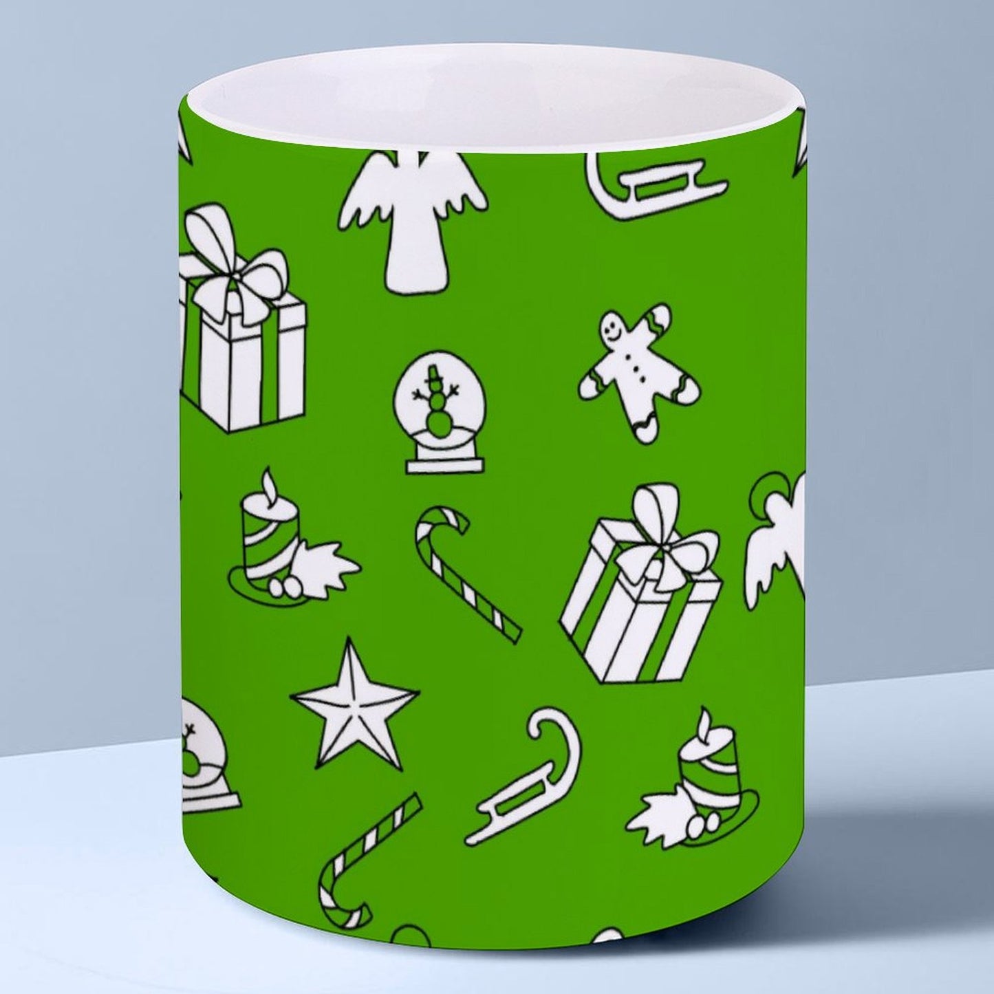 POD US Local White mug with full print, Christmas Green 0024