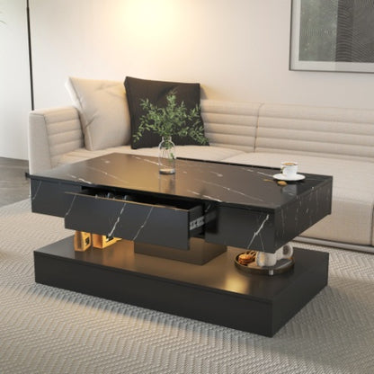 US Local 6.93IN High LED Coffee Table,Modern Coffee Table For Living Room,Living Room Tables,Large Living Room Furniture,LED Lights