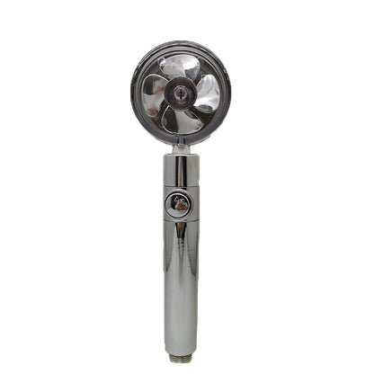 US Local Propeller Driven Shower Head With Stop Button And Cotton Filter Turbocharged High Pressure Handheld Shower Nozzle