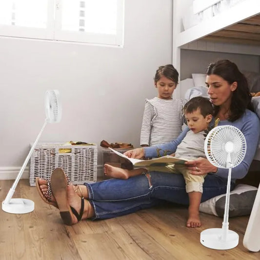US Local Portable Folding Desk Fan Quiet Low Noise Table Fan USB Rechargeable Telescopic Standing Floor Fan For Home Office Camping Hiking Travel