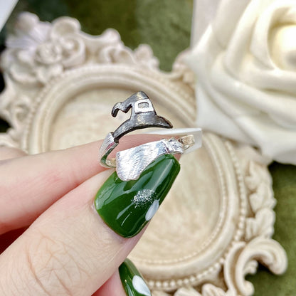 Halloween Ghost Witch Hat Broom Opening Ring