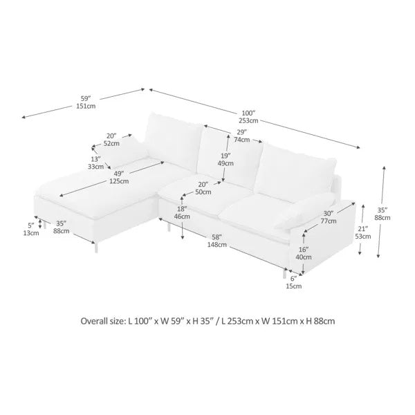 US Local L-Shaped Linen Sectional Sofa With Right Chaise,living Room ,bedroom,office.