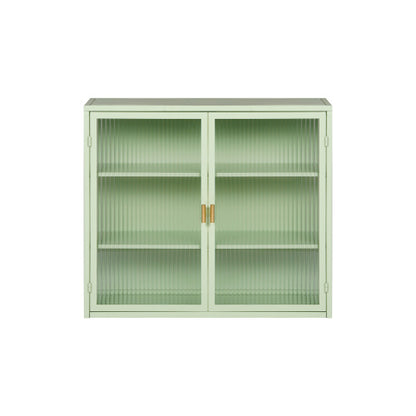 US Local Modern Double Door Wall Cabinet With Glass Door With Three Levels Of Storage For Entrance Living Room, Bathroom, Dining Room, Mint Green