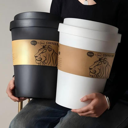 US Local 2025 New Elegant Lion Theme Coffee Cup Trash Can Deodorizing Push-On Lid Black And White Odor Resistance High Aesthetic Large Capacity