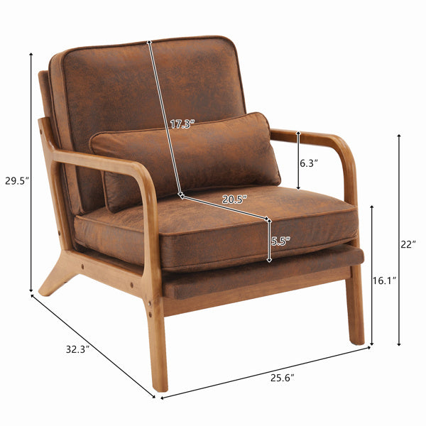 US Local Armrests, Single Lounge Chair, Oak, Upholstered, Foil Stamping Cloth, Orange, Interior Lounge Chair, N101