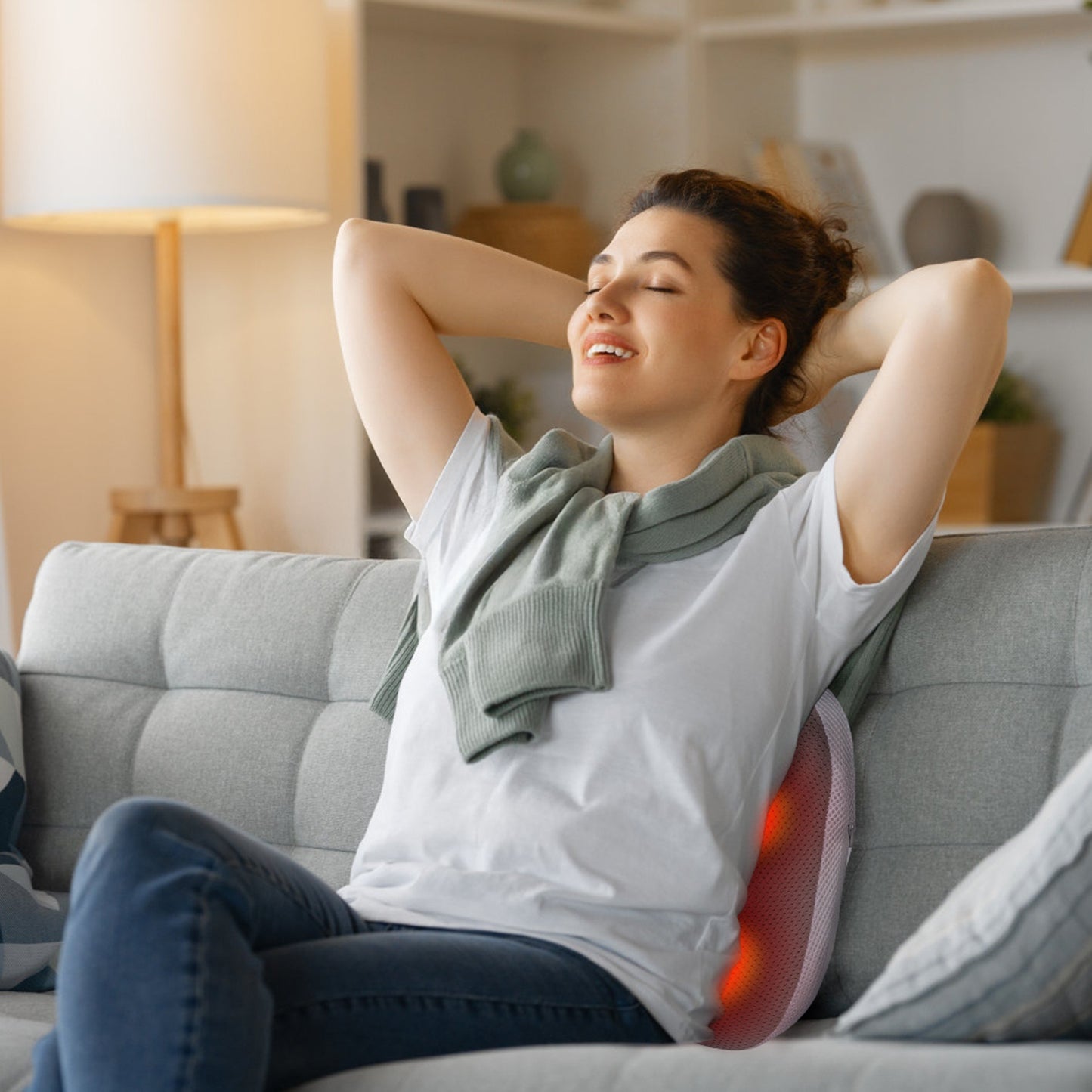 US Local 1Pc Shiatsu Back And Waist Massager With Heat Cordless Rechargeable Kneading Lower Back Massage Pillow Portable Lumbar Massager For Home Car Office