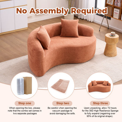 US Local LY 042 S Curved Chenille Sectional Sofa  Dual-Depth  21.3x  26.8, Beige, No Assembly, Compact For Small Spaces, 400 Lbs, 66.9 L