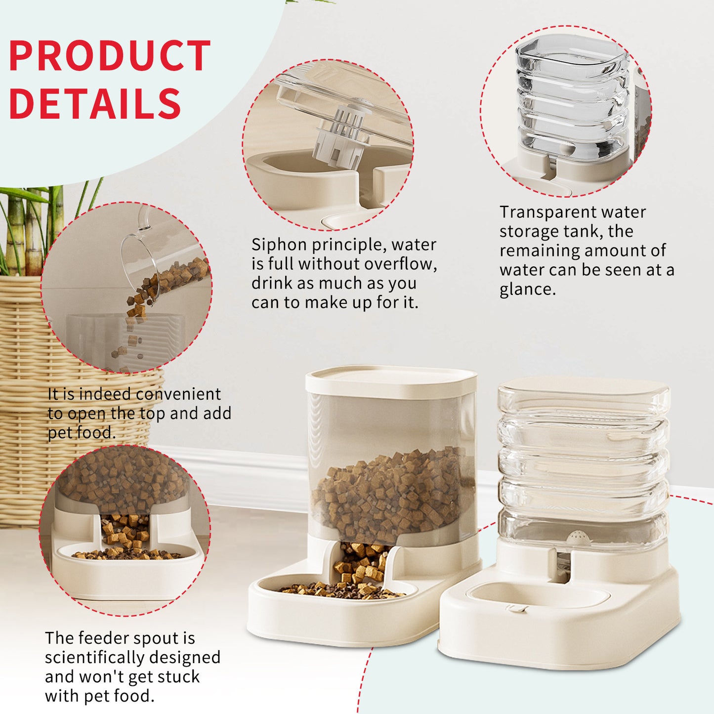 US Local Separable Pet Food And Water Dispenser - Large Capacity Automatic Replenishment, Worry Free For Short-term Outdoor Meals