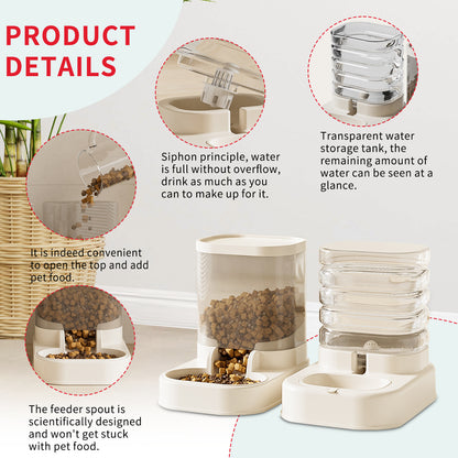 US Local Separable Pet Food And Water Dispenser - Large Capacity Automatic Replenishment, Worry Free For Short-term Outdoor Meals