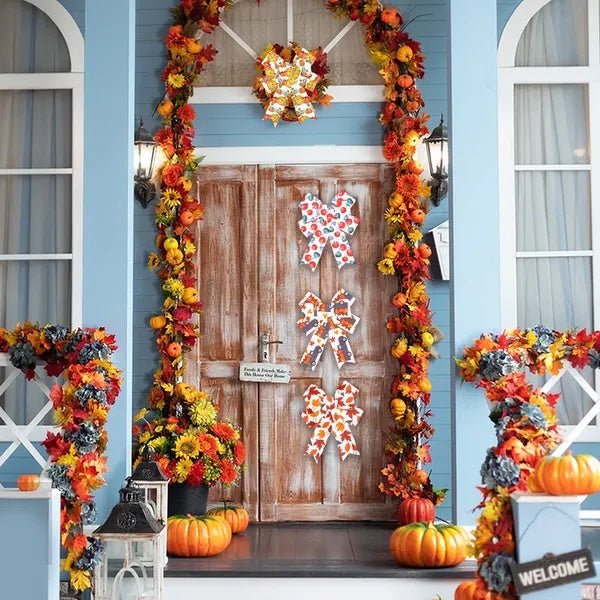 4Rolls 20Yards Thanksgiving Ribbons Autumn Wired Edge Ribbon Fall Themed Decorative Ribbon Pumpkin Maple Leaf Truck Grosgrain Ribbon For Thanksgiving Autumn Fall Party DIY Crafting Supplies