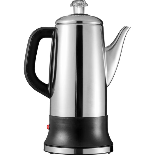 12-Cup Electric Percolator Coffee Pot, 304 Stainless Steel Coffee Percolator With Keep Warm Function & Heat-Resistant Handle, Classic Coffee Maker, Quick Brew & Easy-Pour Spout, Silver