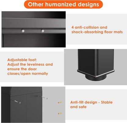 US Local Metal Arched Cabinet With LED Strips, Arch Display Bookcase With Glass Doors, Modern Freestanding Kitchen Pantry Storage Cabinet For Living Room, Dining Room, Home Office, Assembly Required Black