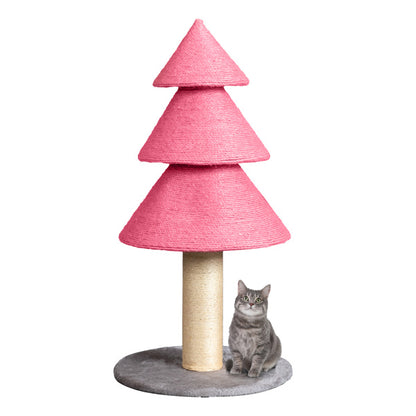 US Local 31.5in Christmas Tree Cat Scratcher, Cat Scratching Post For Indoor Cats, Large Sisal Cat Scratching Tree Cat Scratch Tower,-Pink