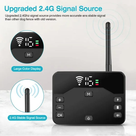 US Local 2 In 1 Wireless Electric Dog Fence Waterproof Pet Shock Boundary Containment System Electric Training Collar For Small Medium Large Dogs