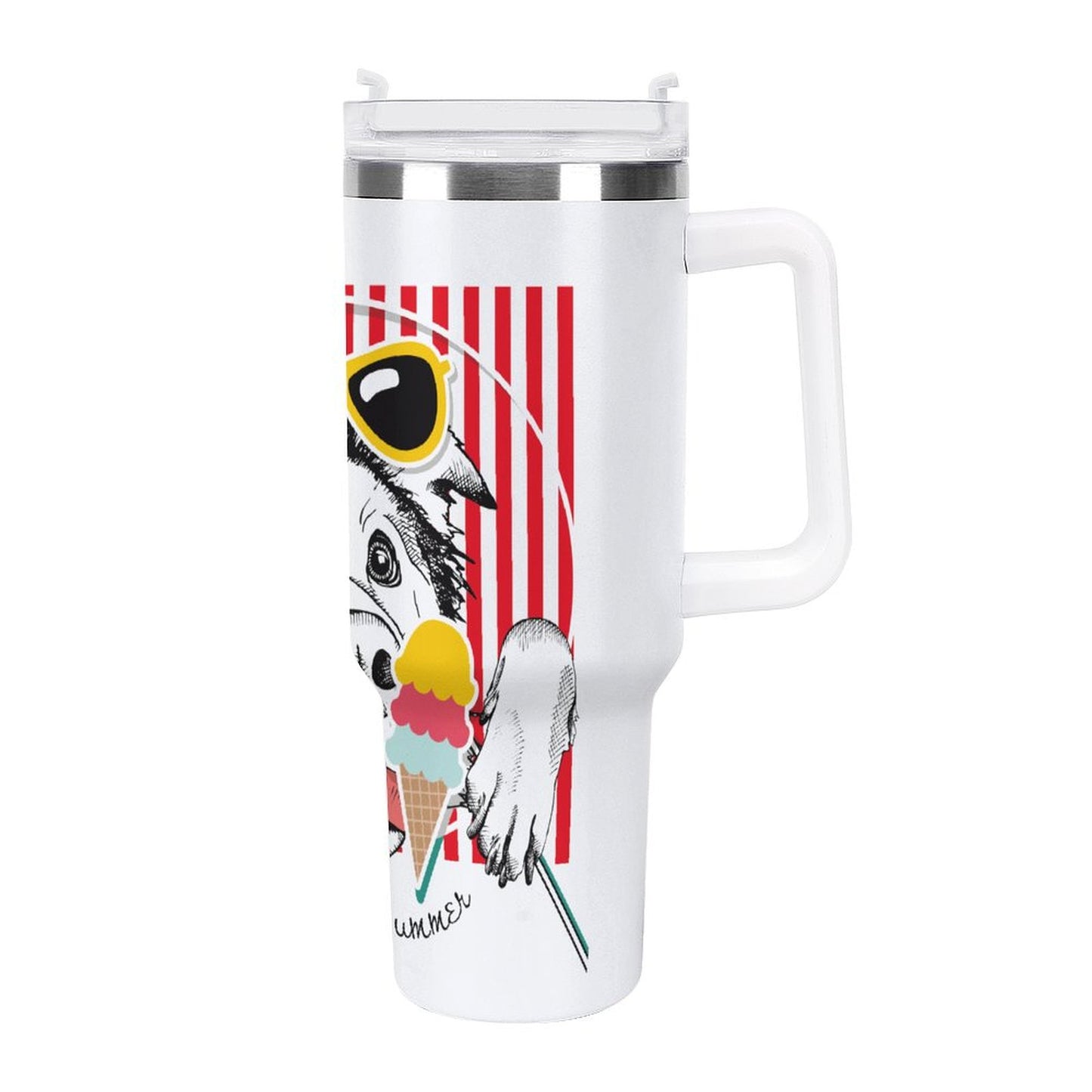 PHDT00358 POD US Local Tumbler 40 oz Large Capacity Car Cup Dog Summer Striped