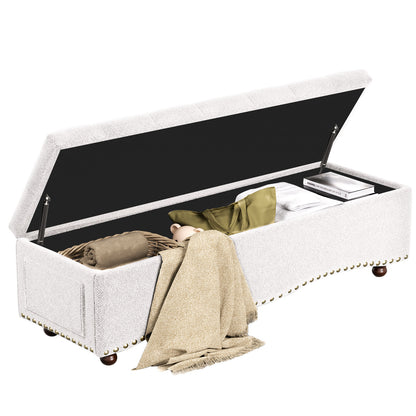 US Local Linen Upholstered Storage Bench
