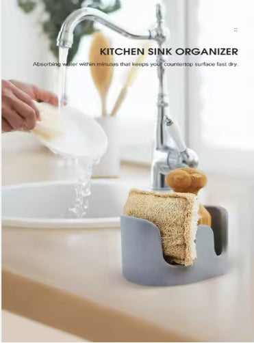 US Local Diatom Mud Sponge Rack Kitchen & Bathroom Sink Caddy For Sponges Scrubbers