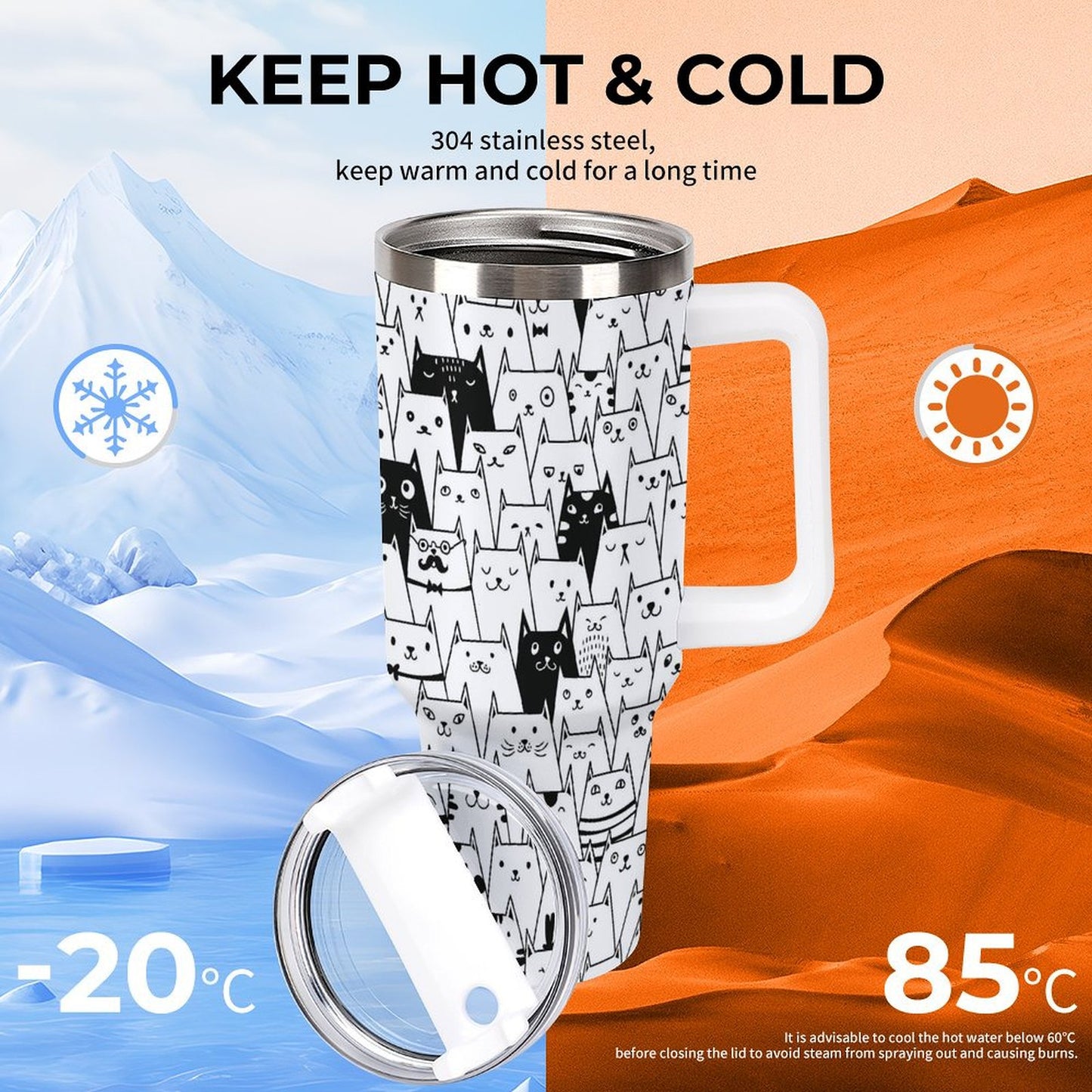 PHDT00377 POD US Local Tumbler 40 oz Large Capacity Car Cup Funny Cat