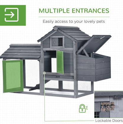 US Local Chicken Coop Kit 59 Outdoor Solid Wood Enclosed House Ventilation Gray