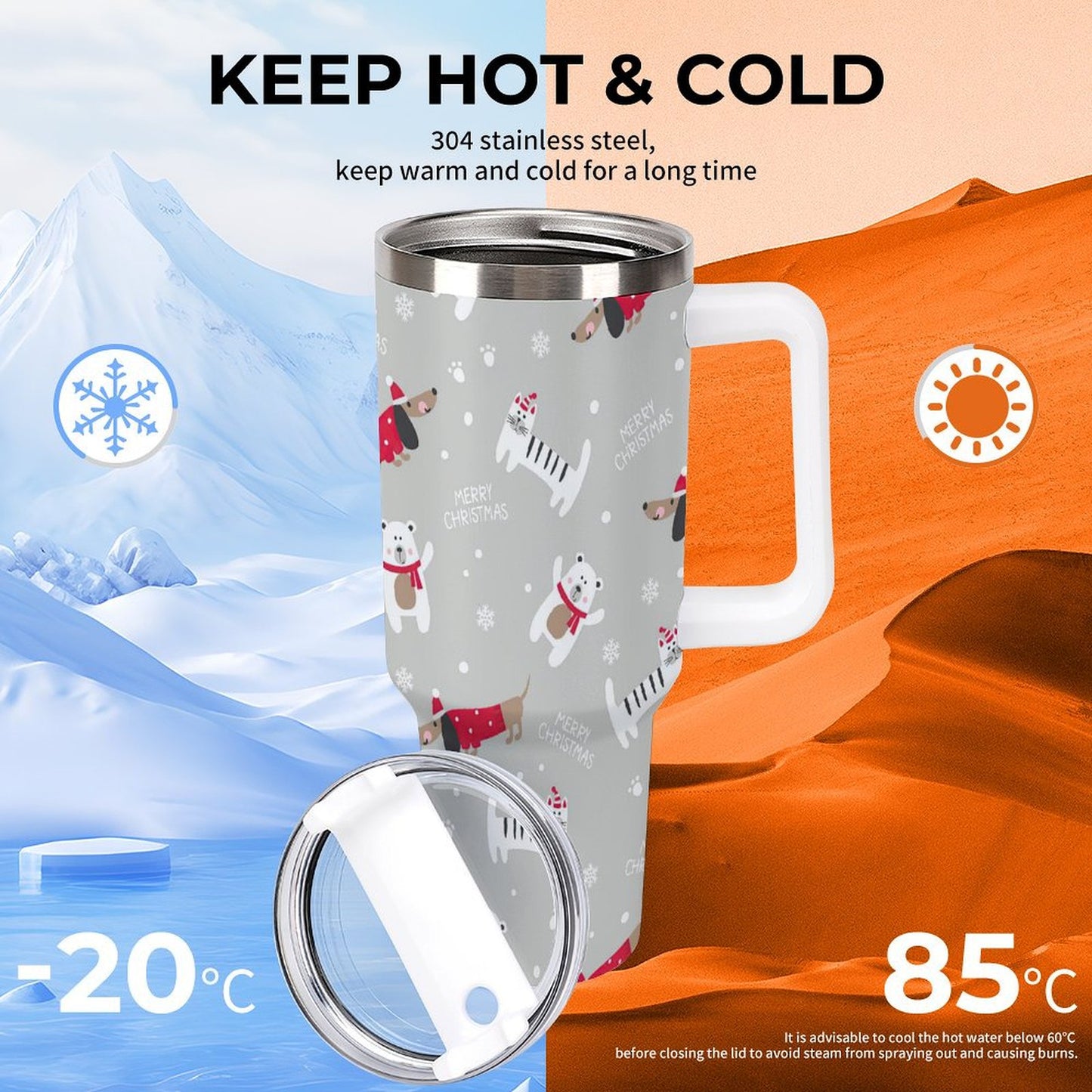 POD US Local 40oz Large Capacity Car Cup Christmas Pets