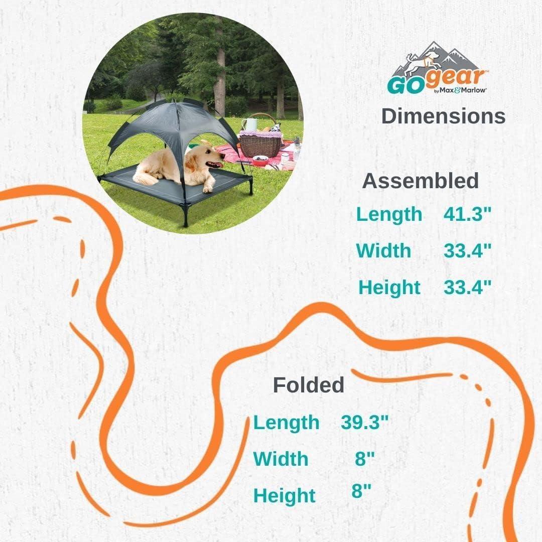 US Local Outdoor Portable Grey Pet Dog Bed With Awning