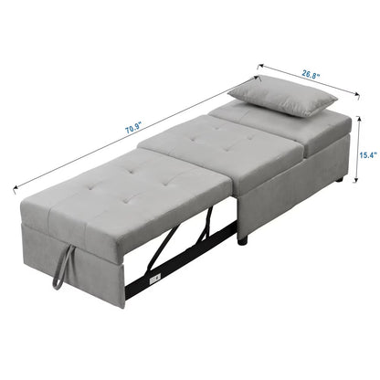 US Local Folding Ottoman Sofa Bed Gray