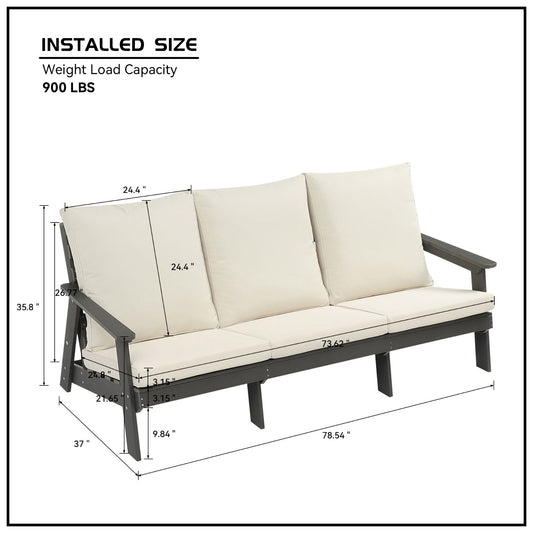 HIPS 3 Seater Sofa With Cushion For Outdoor, Garden, Porch, Poolside, Terrace