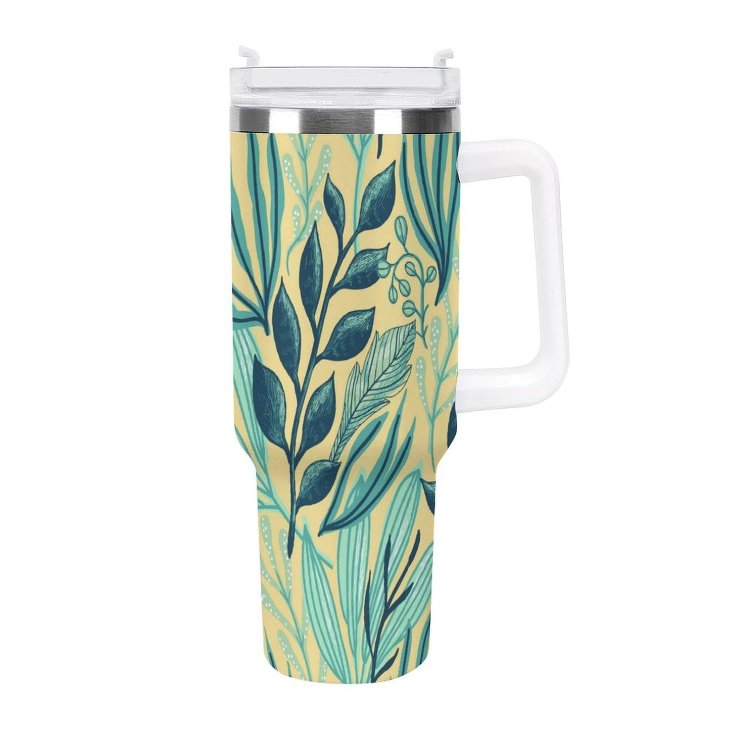 PHDT00093 POD US Local Tumbler 40 oz Large Capacity Car Cup Leaves, Yellow, Green