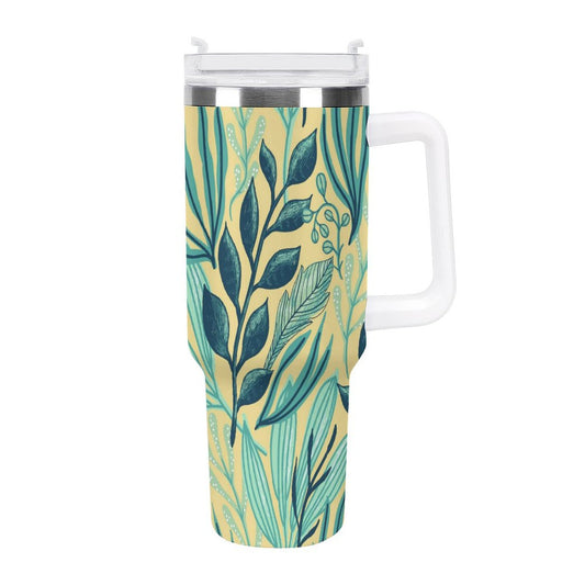 POD US Local Tumbler 40oz Large Capacity Car Cup Leaves, Yellow, Green