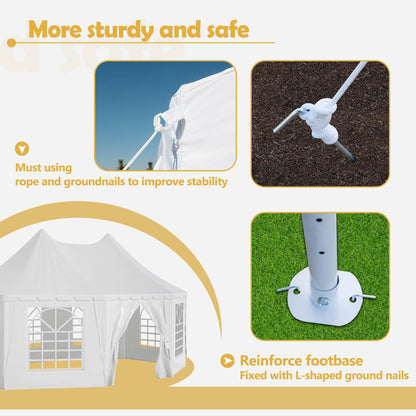 US Local Double Peaked Arabian Shelter,Party Tent,PVC Coated Polyester Roof,Roll-Up Doors And Windows,Removable Side Walls,And Complete Accessorie,White