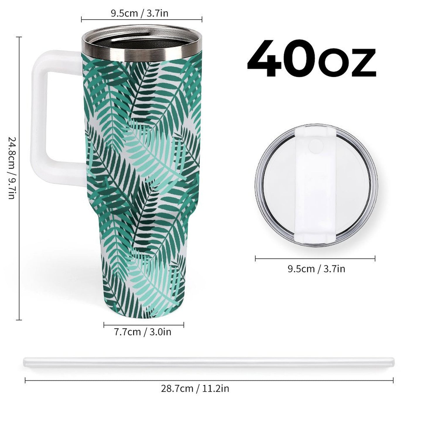 PHDT00232 POD US Local Tumbler 40 oz Large Capacity Car Cup Branches, Leaves, Summer
