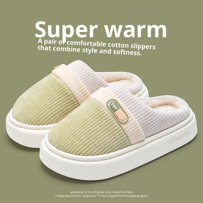 Cotton Slippers Women's Warm Color Matching Slippers