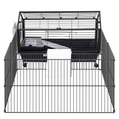 US Local Small Animal Play Fence Cage With Rolling Casters, Water Bottle