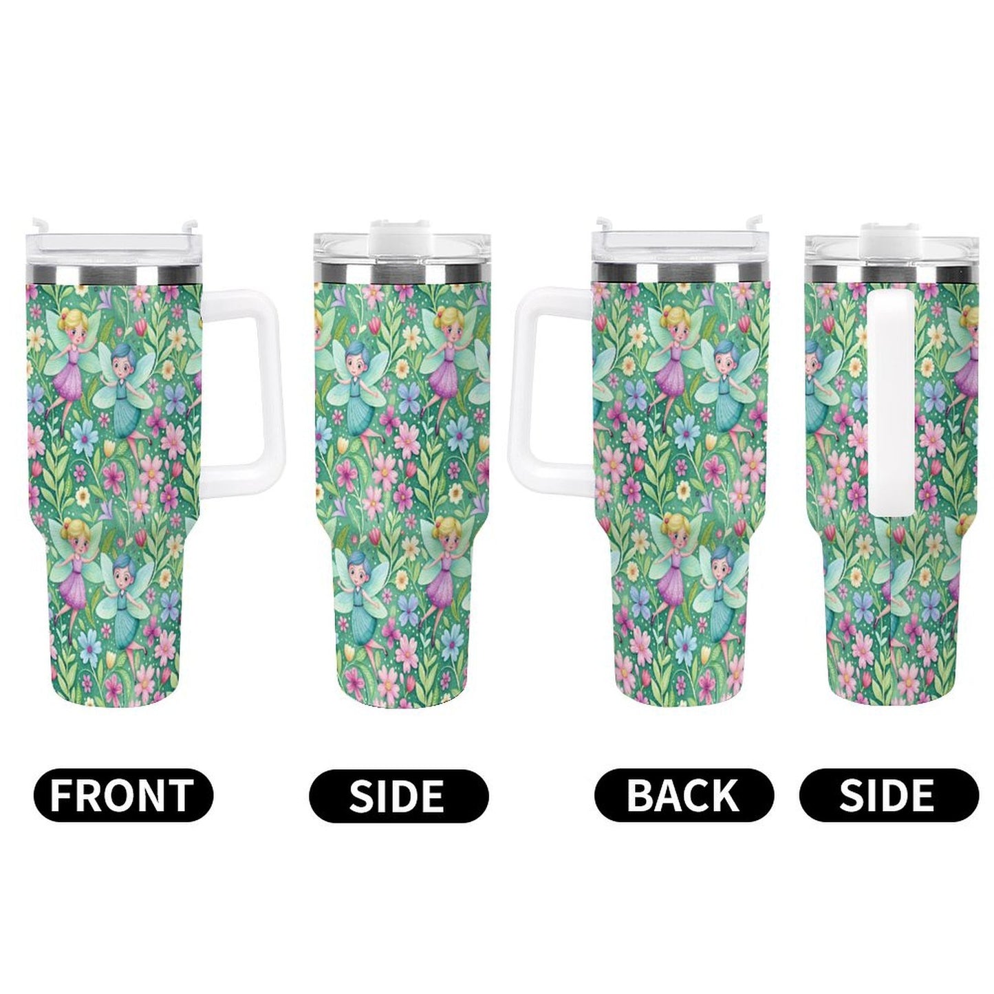 PHDT00192 POD US Local Tumbler 40 oz Large Capacity Car Cup Fairy, Spring, Flowers