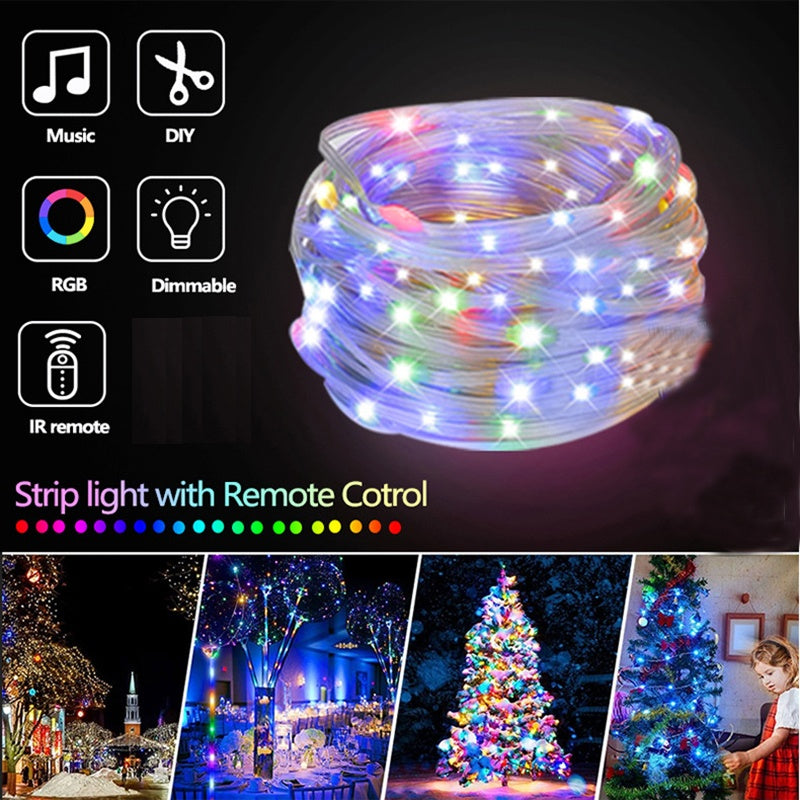 US Local LED Rope Lights Outdoor, RGB Remote Control Fairy String Lights Plug In With 200 LEDs, Super Durabl
