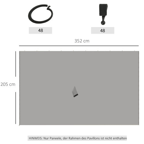 UK Local Outsunny 4 Pack Replacement Gazebo Curtains Privacy Panel For Most 3 X 4m Gazebo Canopy Pavillion Outdoor Shelter Sidewalls Accessories Light Grey