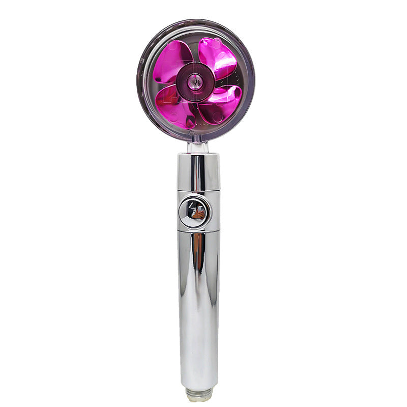 US Local Shower Head Water Saving Flow 360 Degrees Rotating With Small Fan ABS Rain High Pressure Spray Nozzle Bathroom Accessories