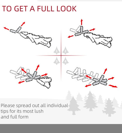 US Local HOMCOM Prelit Holiday Christmas 4-Piece Set, Garland Wreath And Set Of 2 Entrance Trees With Warm White LED Lights, Red Berries, Pine Cones, Green