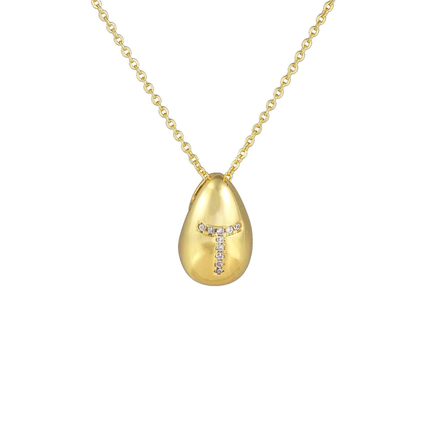 Glossy Water Drop 26 English Letter Pendant Copper-plated Gold Simple Pendant Female