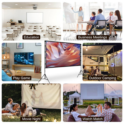 US Local 1Pc 120inch Or 100inch Projector Screen With Stand 16 9 4K HD Rear Front Wrinkle Free Portable And Foldable Movie Screen With Carry Bag For Indoor Outdoor Home Theater Backyard Cinema
