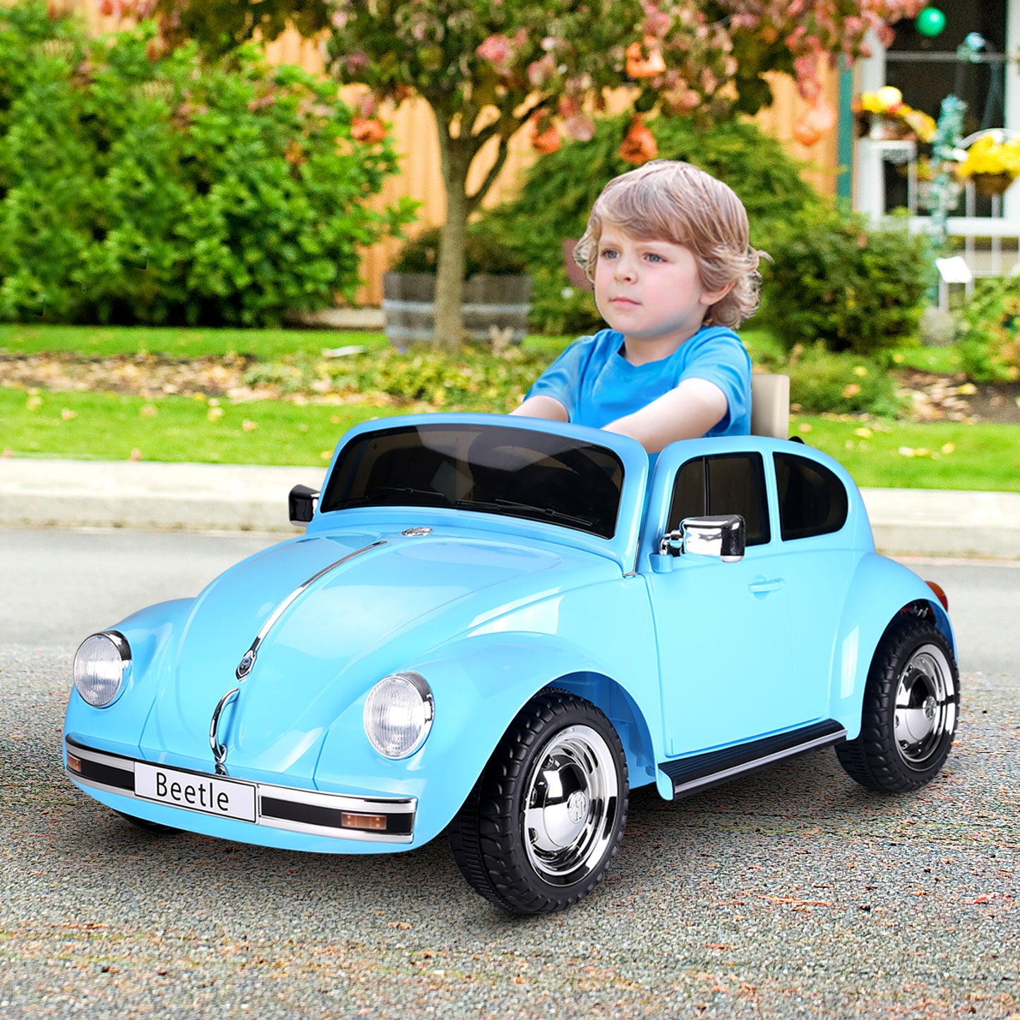 US Local Licensed Volkswagen Beetle Ride-on Kids Electric Car with Secondary Remote Control & Extra Wide Safety Tires